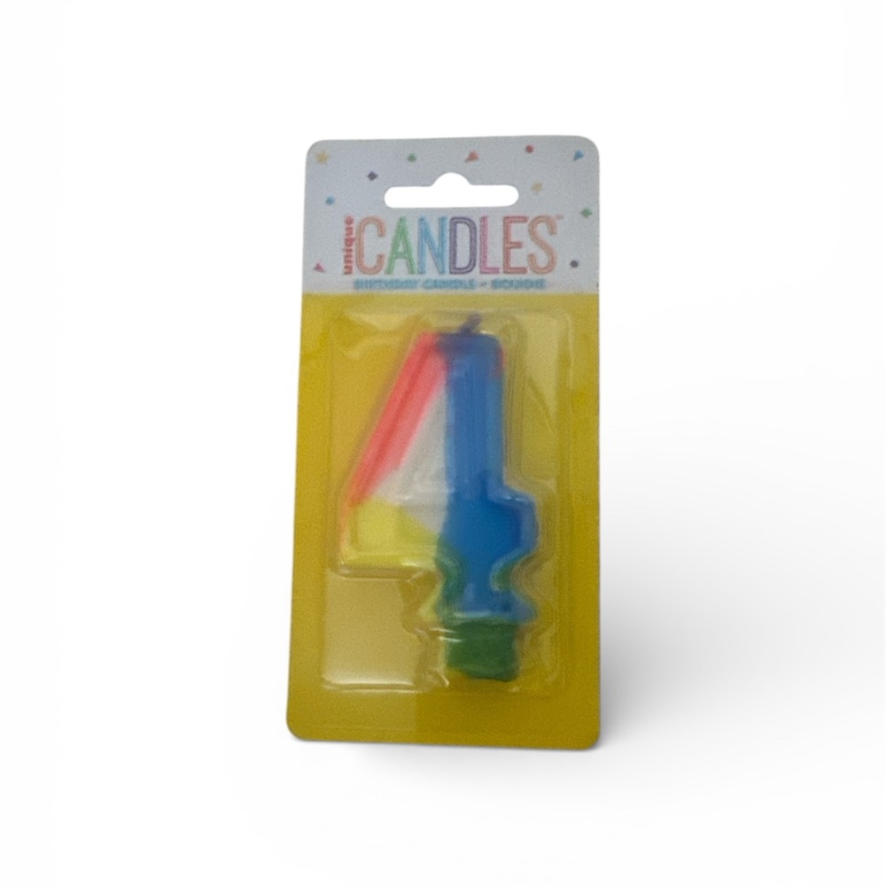 Number 4 Candle Rainbow NIP